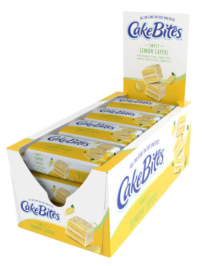 Sweet Lemon Layer Cake Bites 12 ct. Displays 18525 - Includes (8) displays containing (12) pieces in each display -
