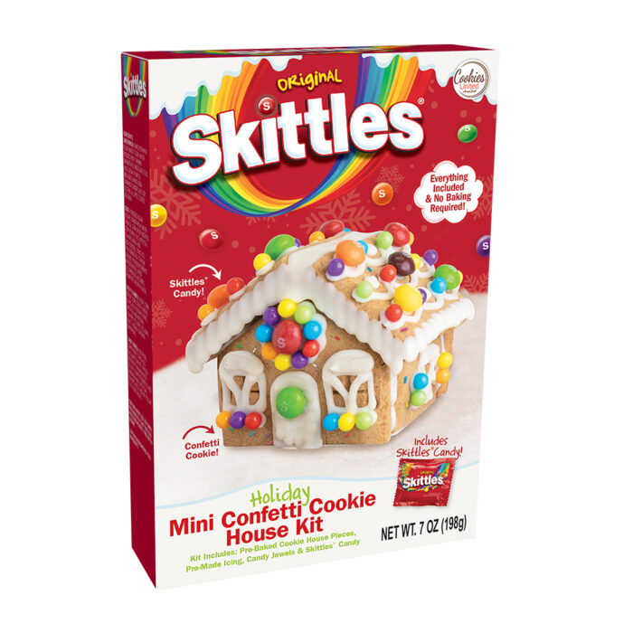 Skittles Holiday Mini Confetti Cookie House Kit - Packed (14) per case - 12636